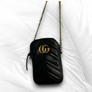 Elegant Small Black Quilted Mini Crossbody Bag with Gold Chain Strap